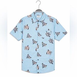 Hurley One & Only Lido Stretch Button Up Shirt Men’s XL Blue Dream